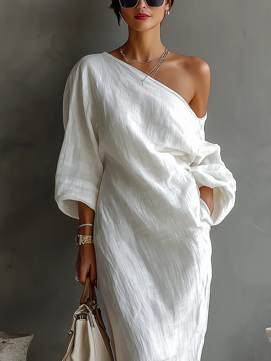 Adrienne | Robe Maxi à Une Épaule et Manches Longues pour Femmes