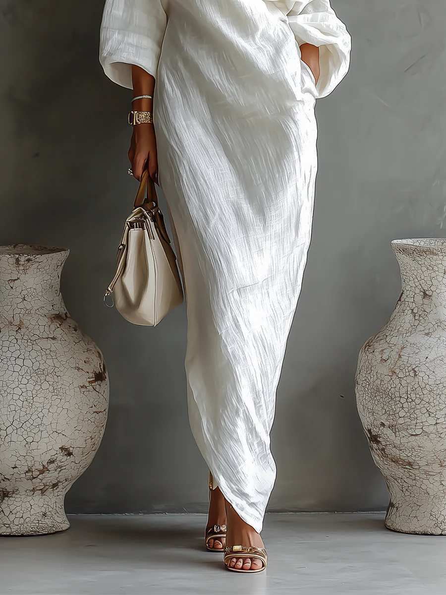 Adrienne | Robe Maxi à Une Épaule et Manches Longues pour Femmes