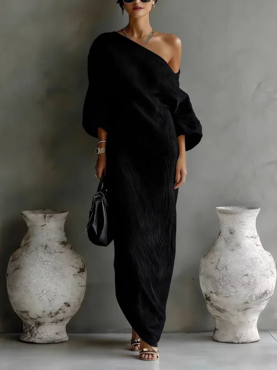 Adrienne | Robe Maxi à Une Épaule et Manches Longues pour Femmes