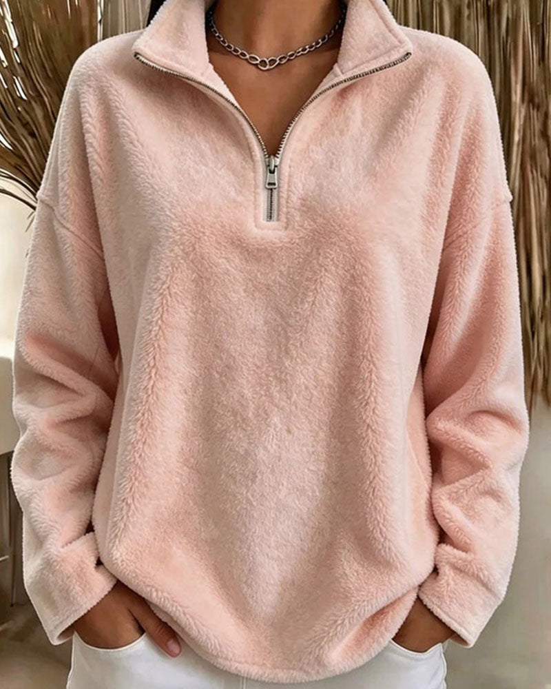 Pull Sweat à Col Montant Petit Zip