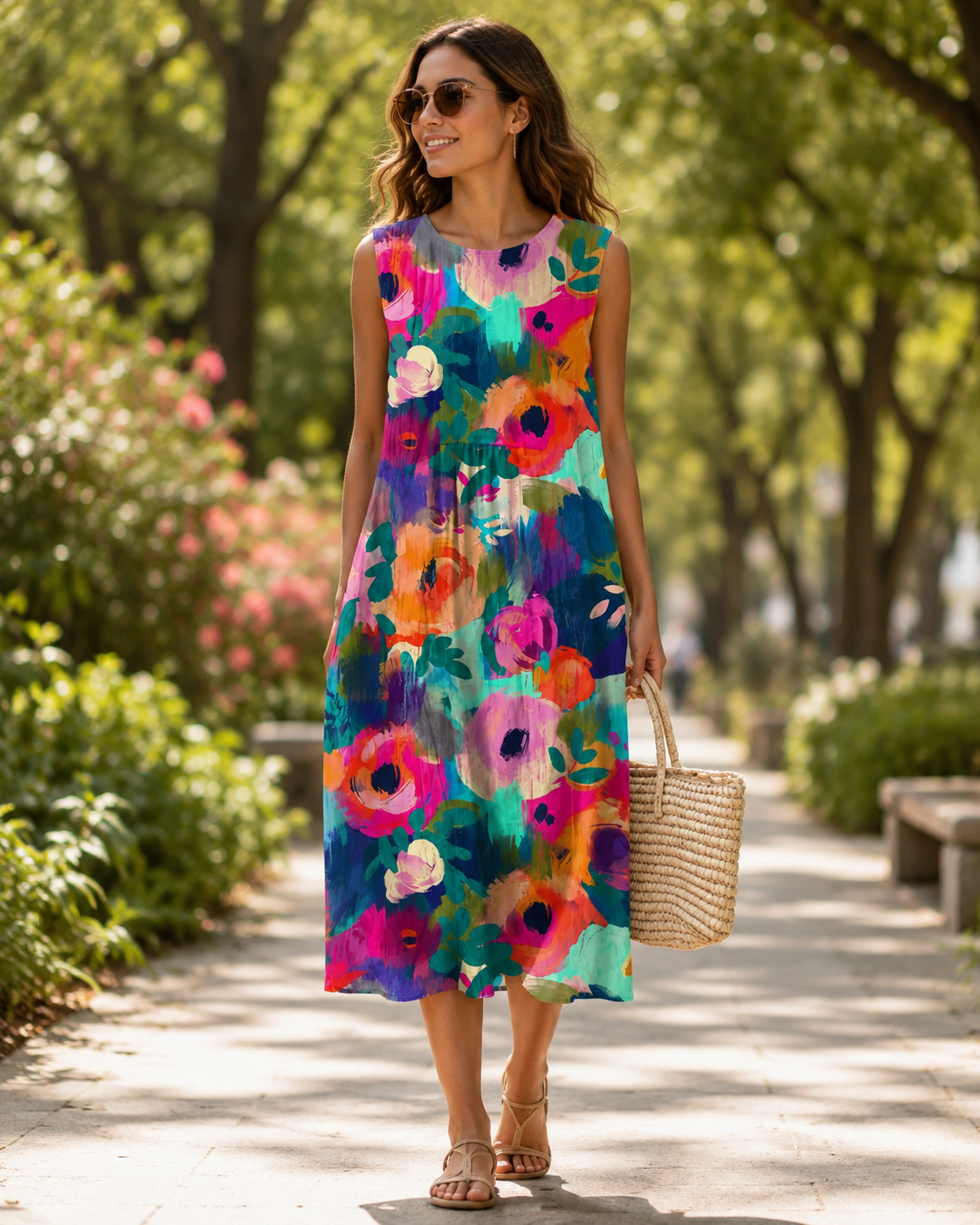 Callie™ – Robe sans manches élégante avec motif floral