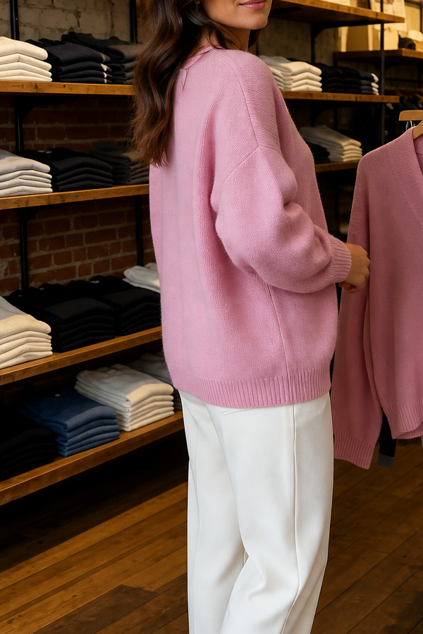 Elisa | Pull en maille côtelée moderne et léger avec décolleté en V