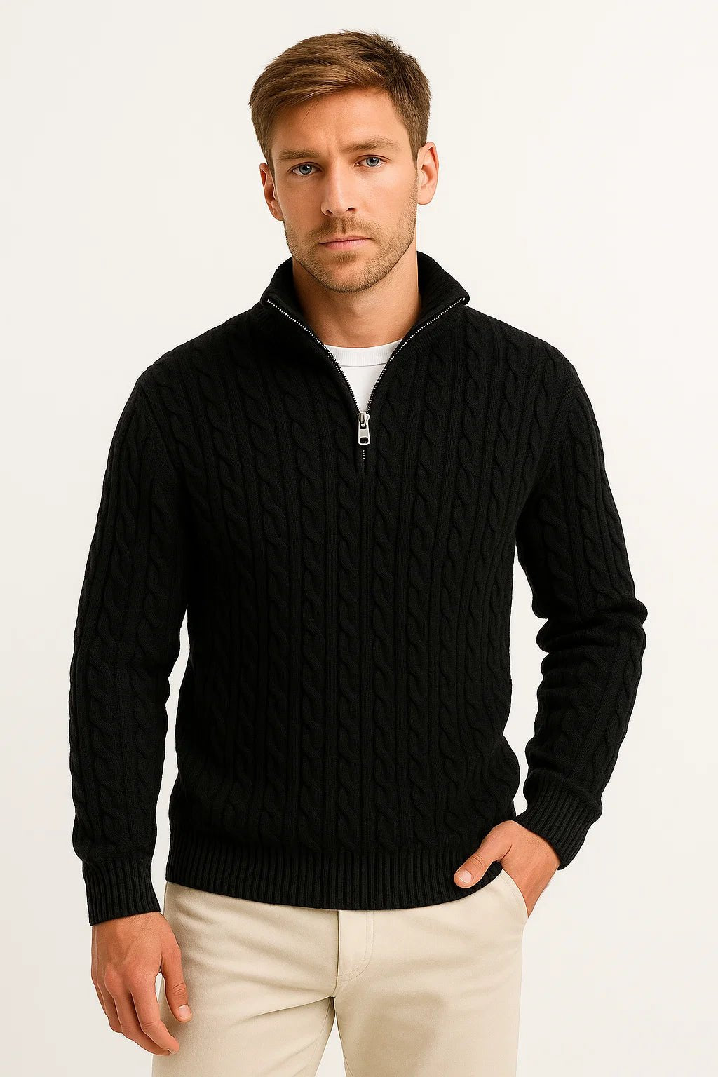 Henrik | Pull en Tricot Classique avec Zip Quart