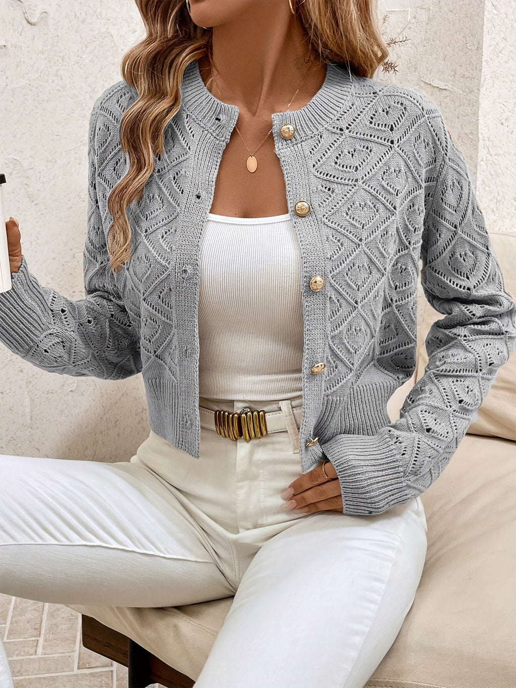 Martine - Gilet Élegant en Tricot avec Boutons