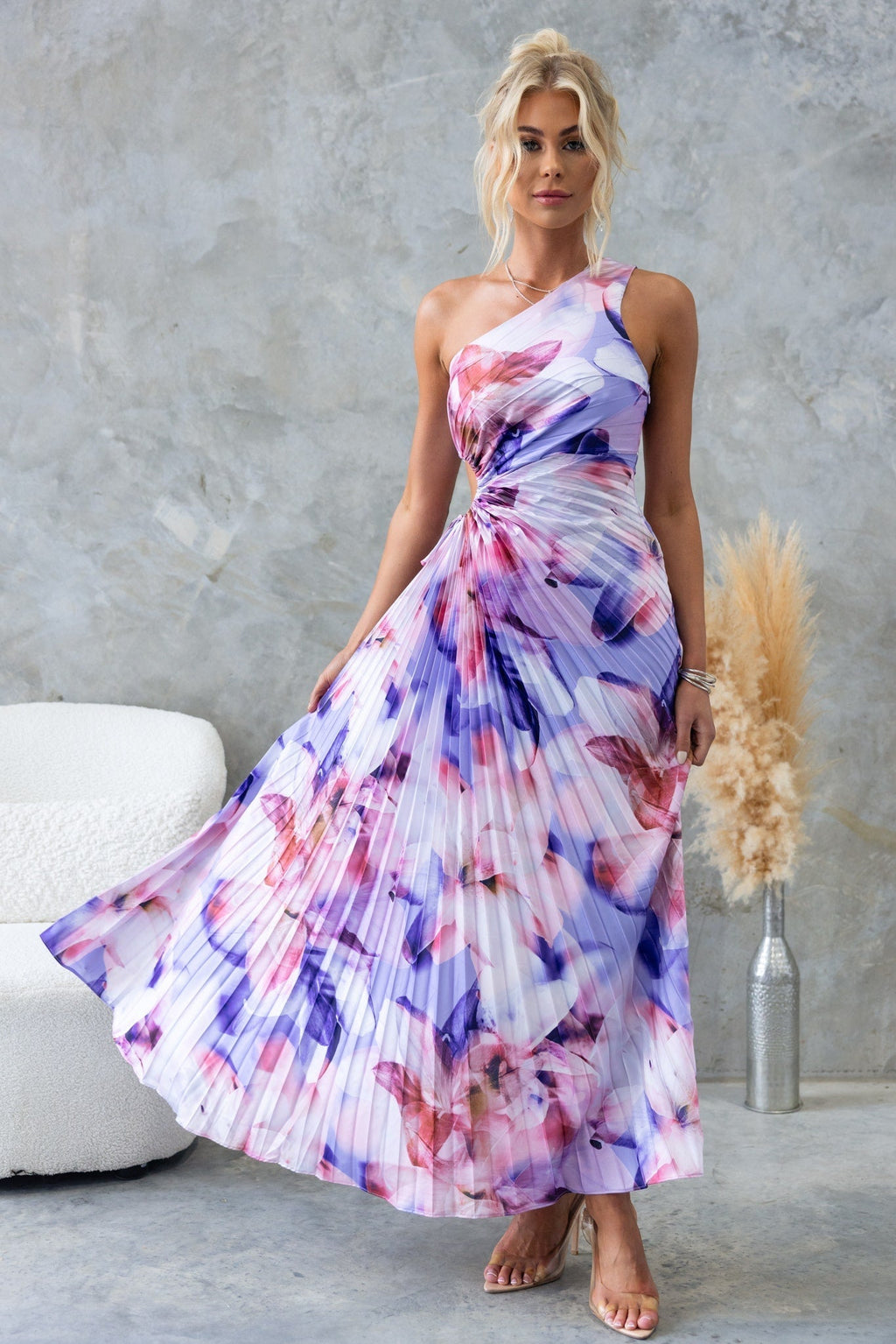 Frolinde | Robe midi élégante à épaule asymétrique