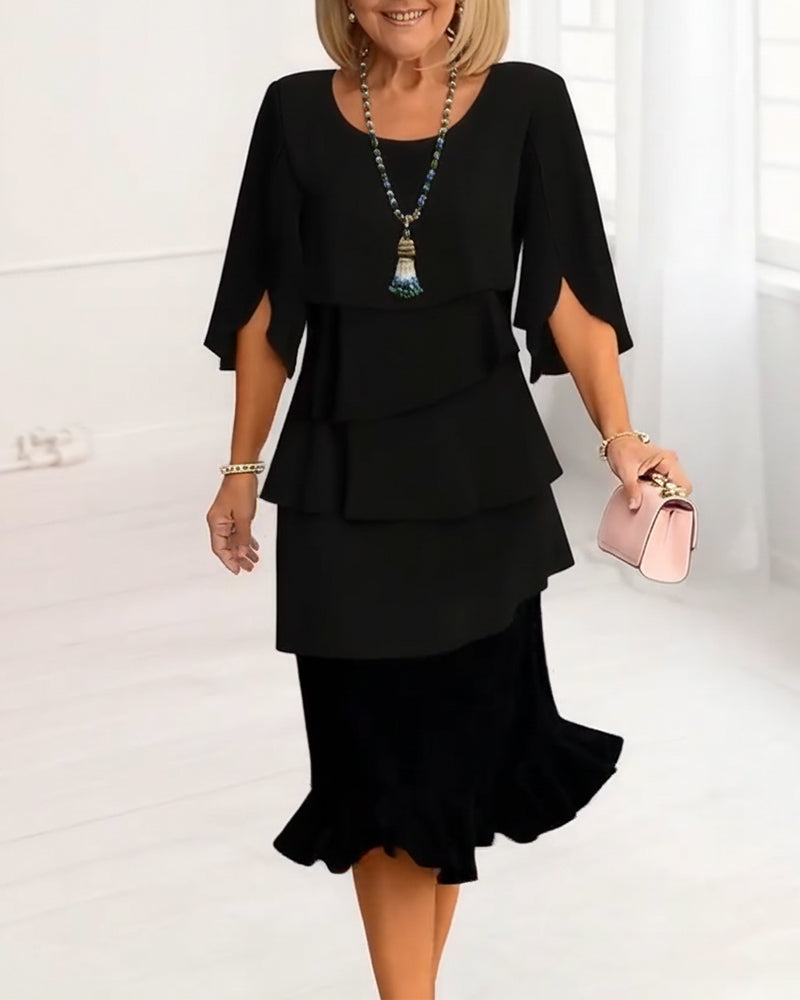 Robe Midi Femme | Volants Superposés