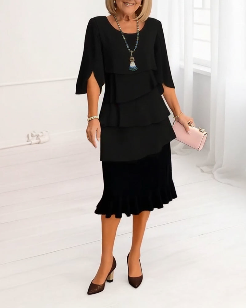 Robe Midi Femme | Volants Superposés