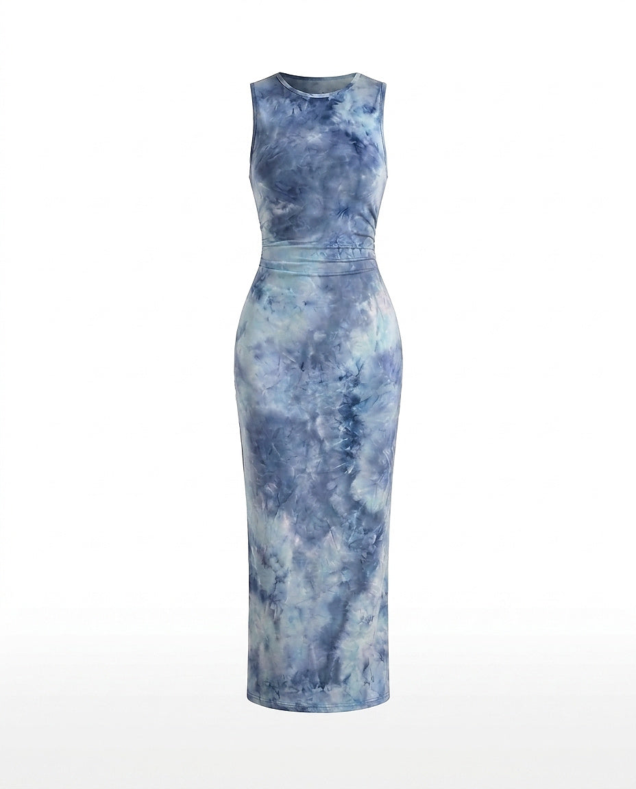 Robe maxi sans manches en batik pour femmes