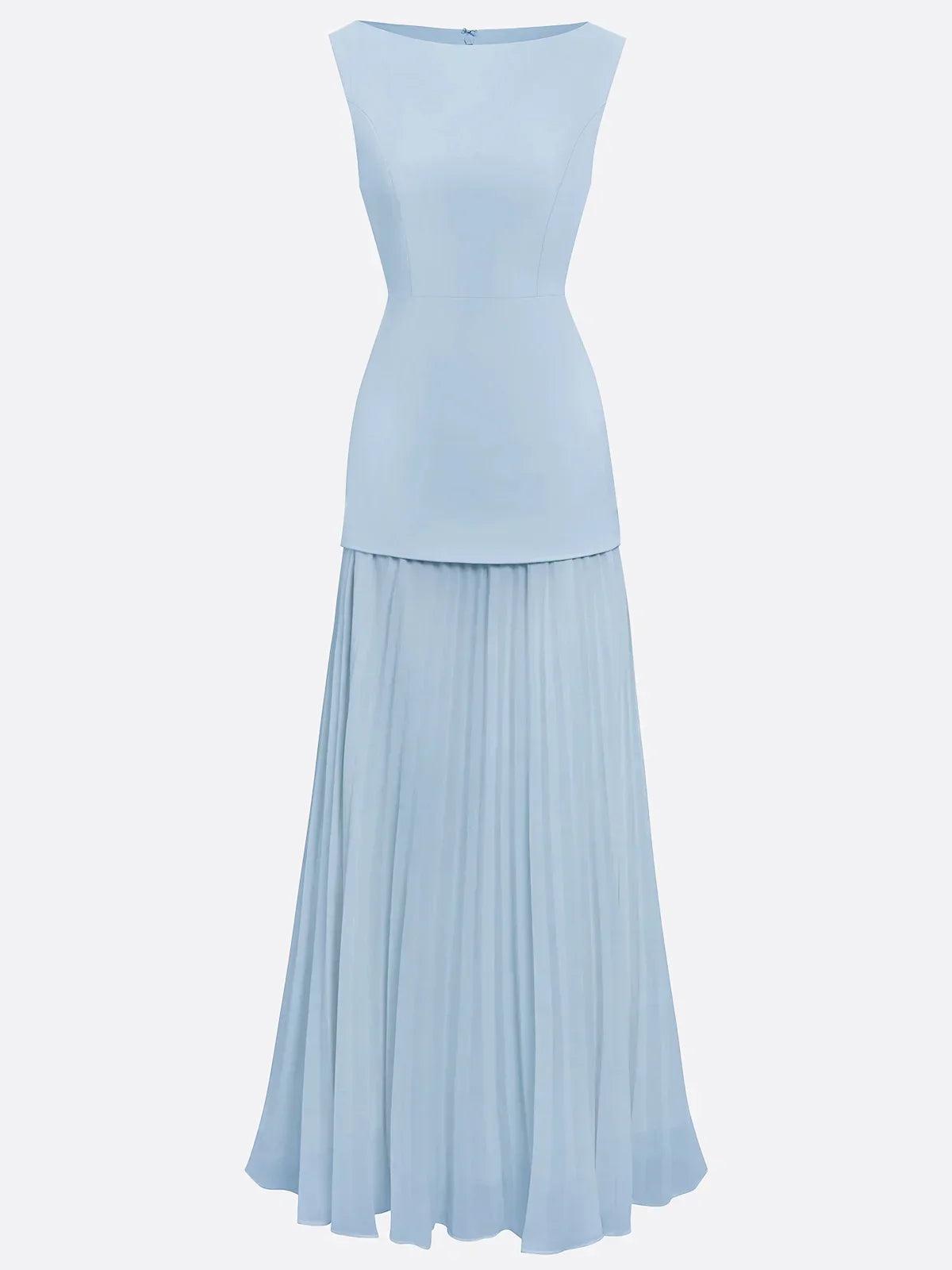 Robe maxi sans manches pour femmes avec jupe plissée
