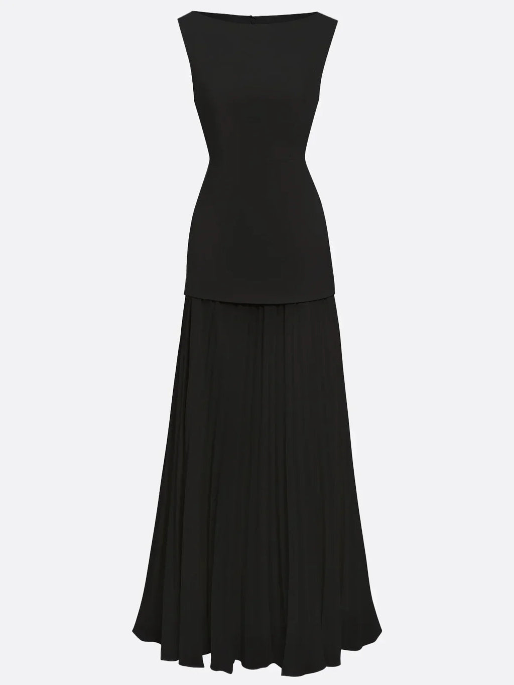 Robe maxi sans manches pour femmes avec jupe plissée