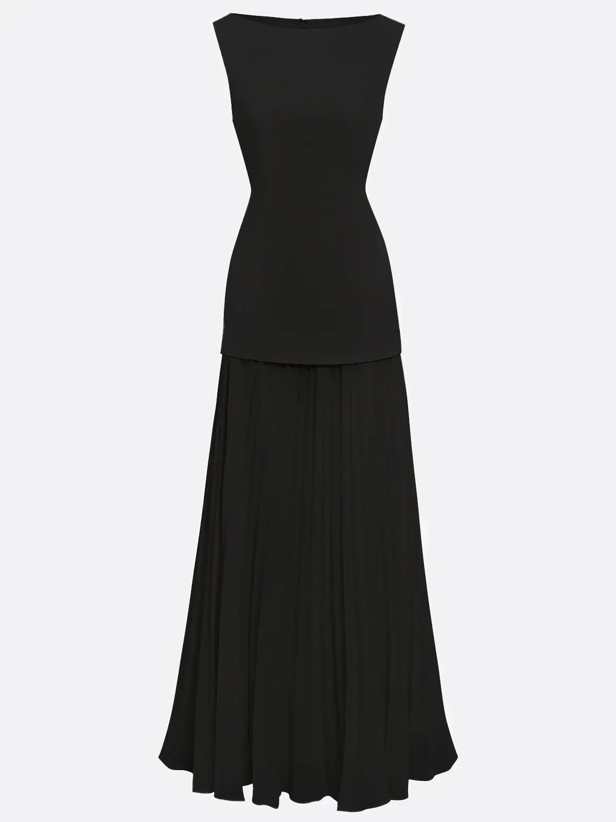 Robe maxi sans manches pour femmes avec jupe plissée