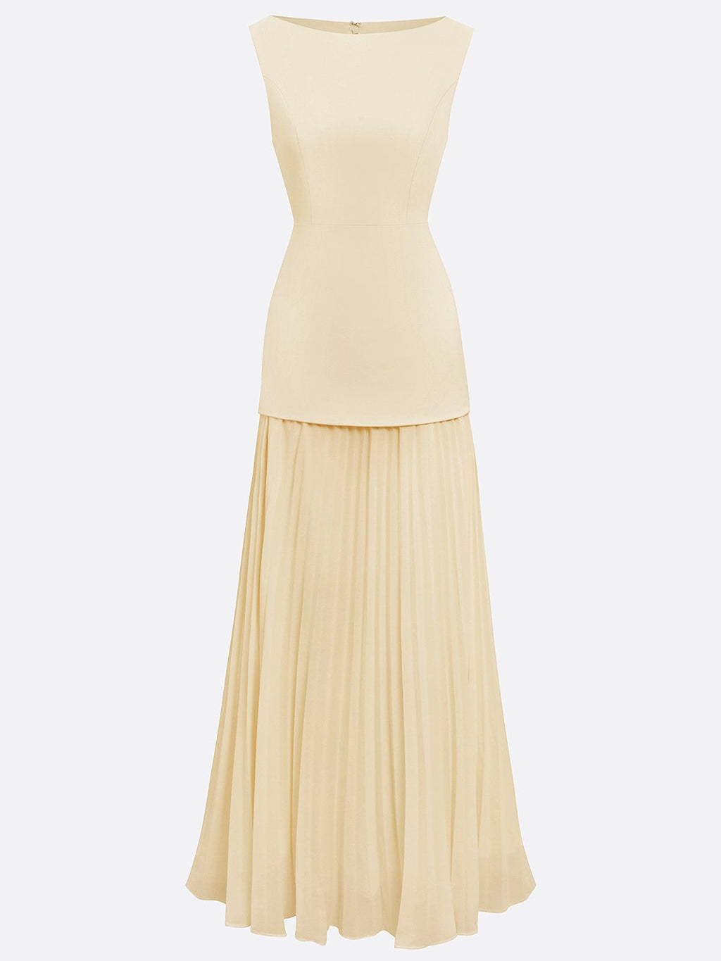 Robe maxi sans manches pour femmes avec jupe plissée