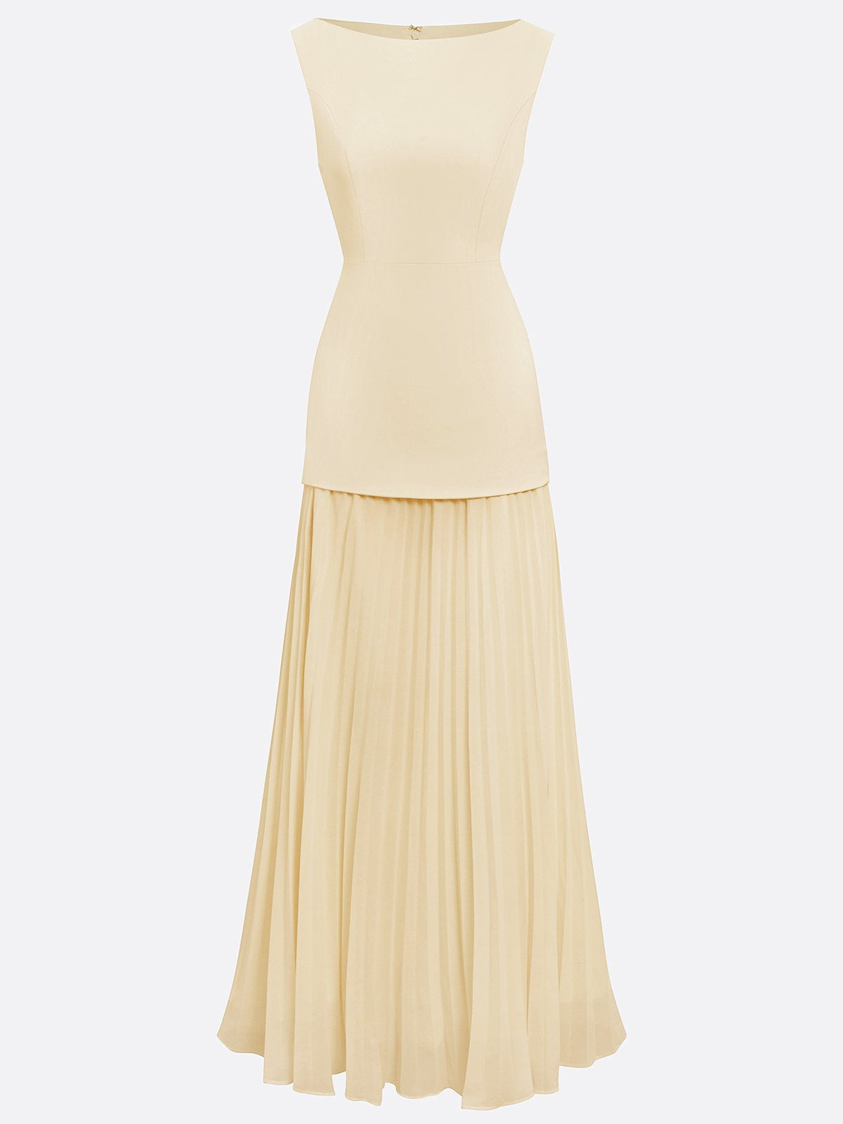 Robe maxi sans manches pour femmes avec jupe plissée