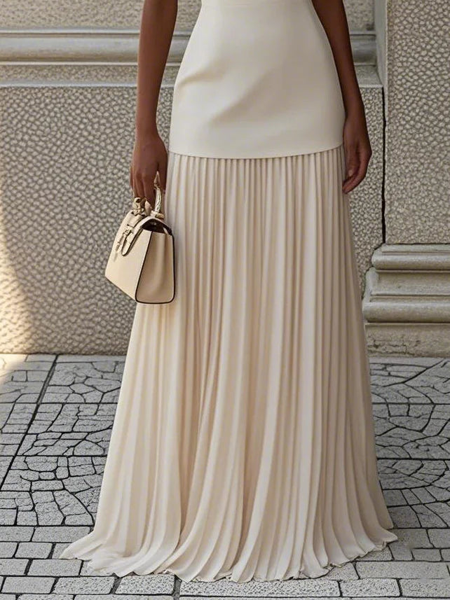 Robe maxi sans manches pour femmes avec jupe plissée