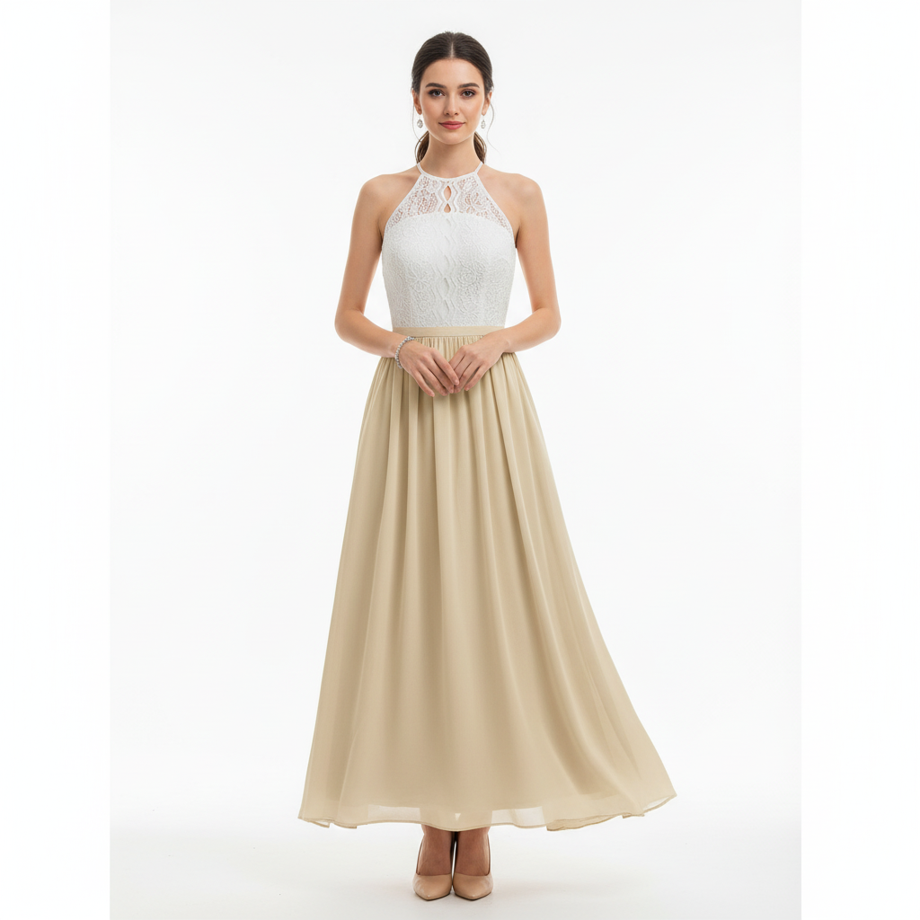 Robe maxi sans manches avec haut en dentelle pour femmes