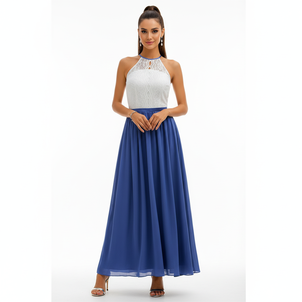 Robe maxi sans manches avec haut en dentelle pour femmes