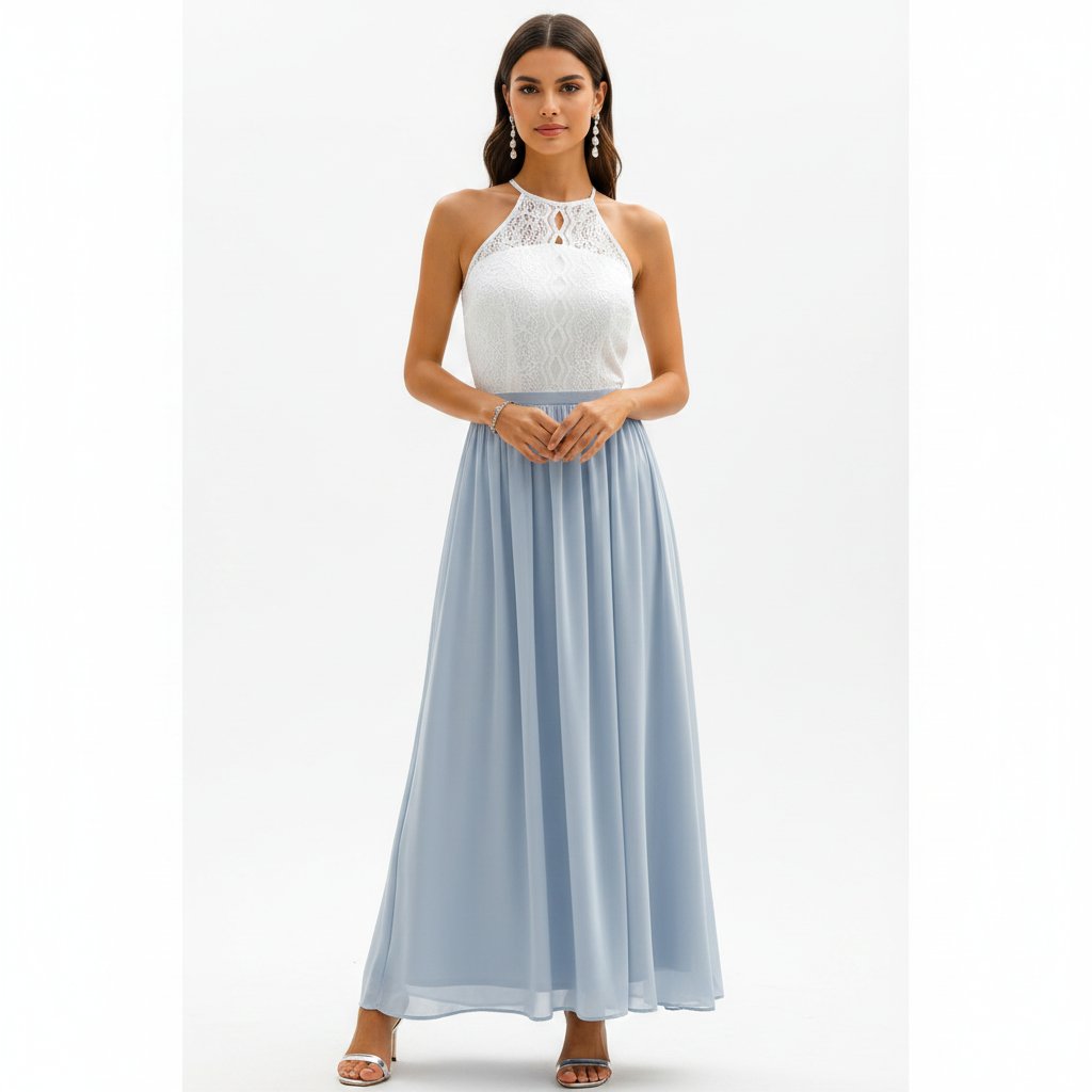 Robe maxi sans manches avec haut en dentelle pour femmes