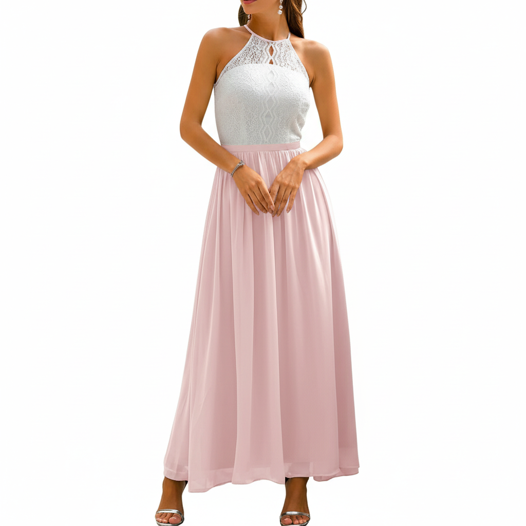 Robe maxi sans manches avec haut en dentelle pour femmes