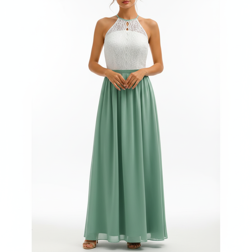 Robe maxi sans manches avec haut en dentelle pour femmes