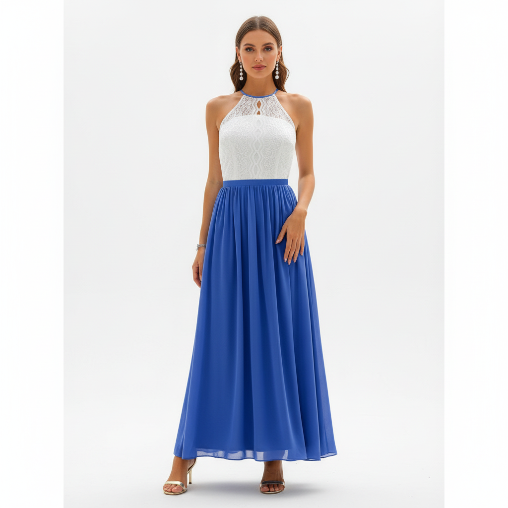 Robe maxi sans manches avec haut en dentelle pour femmes