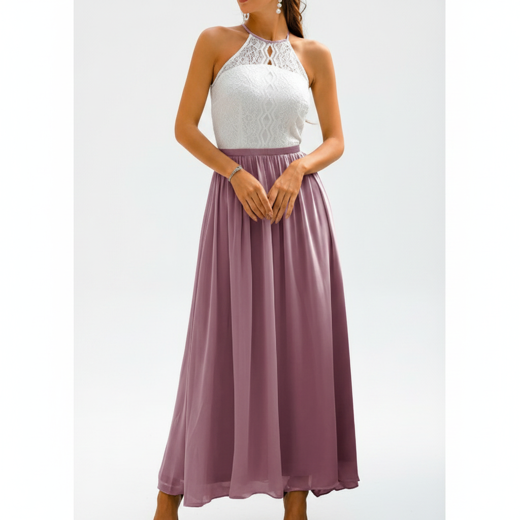Robe maxi sans manches avec haut en dentelle pour femmes