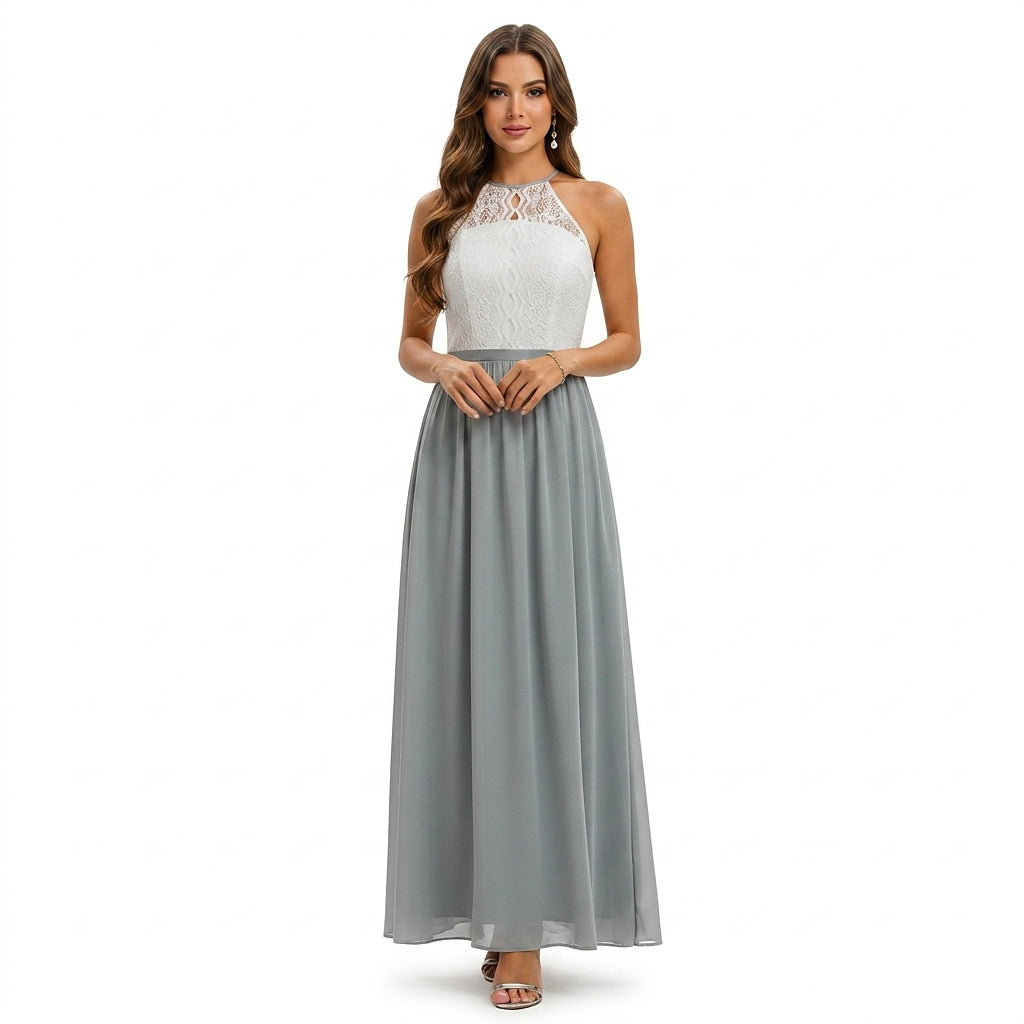 Robe maxi sans manches avec haut en dentelle pour femmes