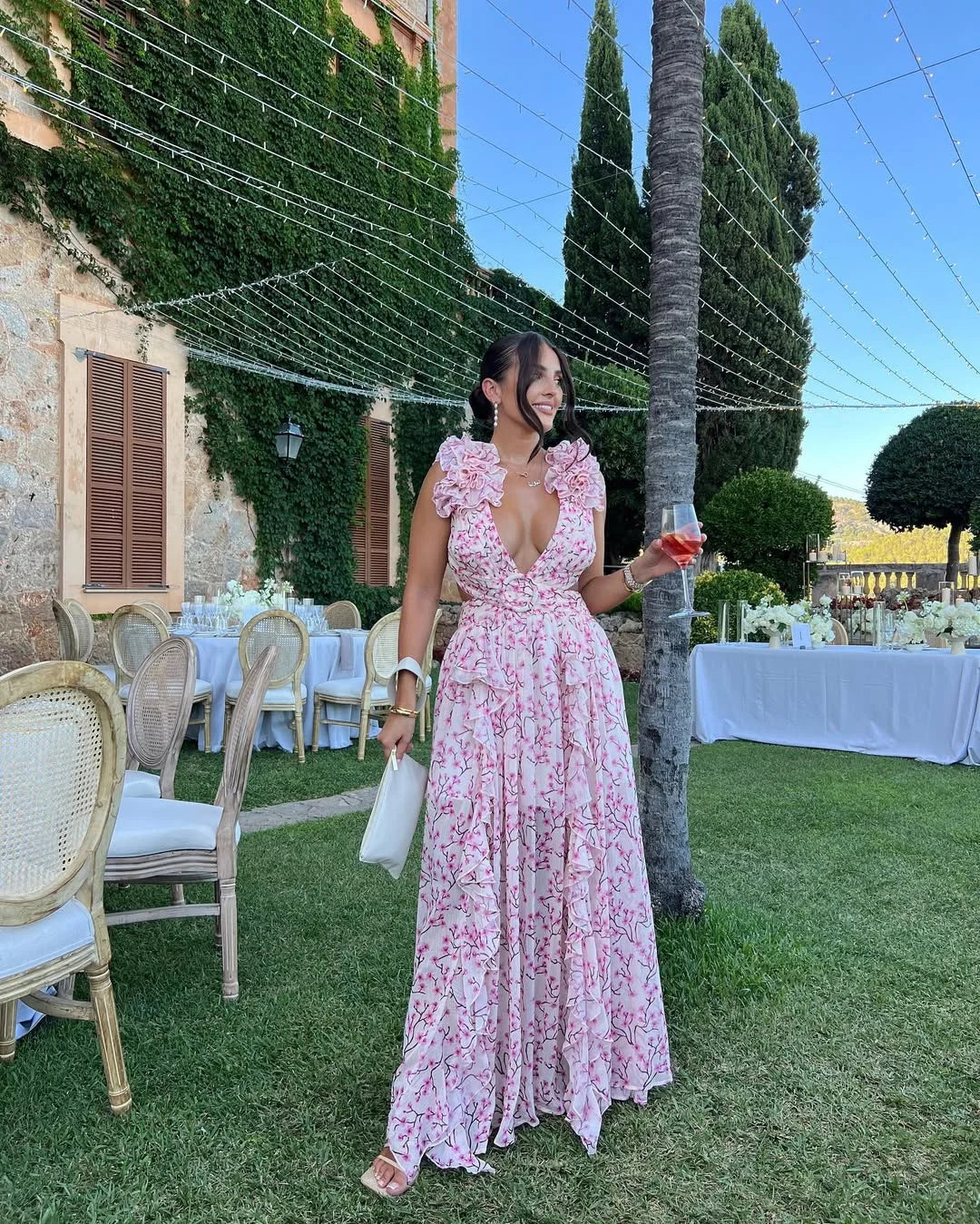 Robe maxi sans manches à motif floral pour femmes