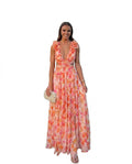 Robe maxi sans manches à motif floral pour femmes
