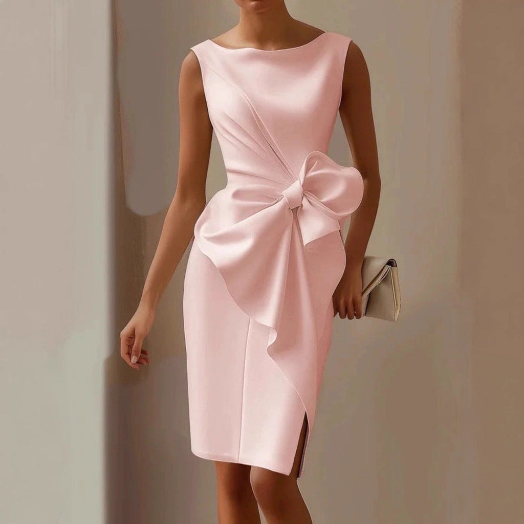 Robe midi sans manches pour femmes avec détail en nœud