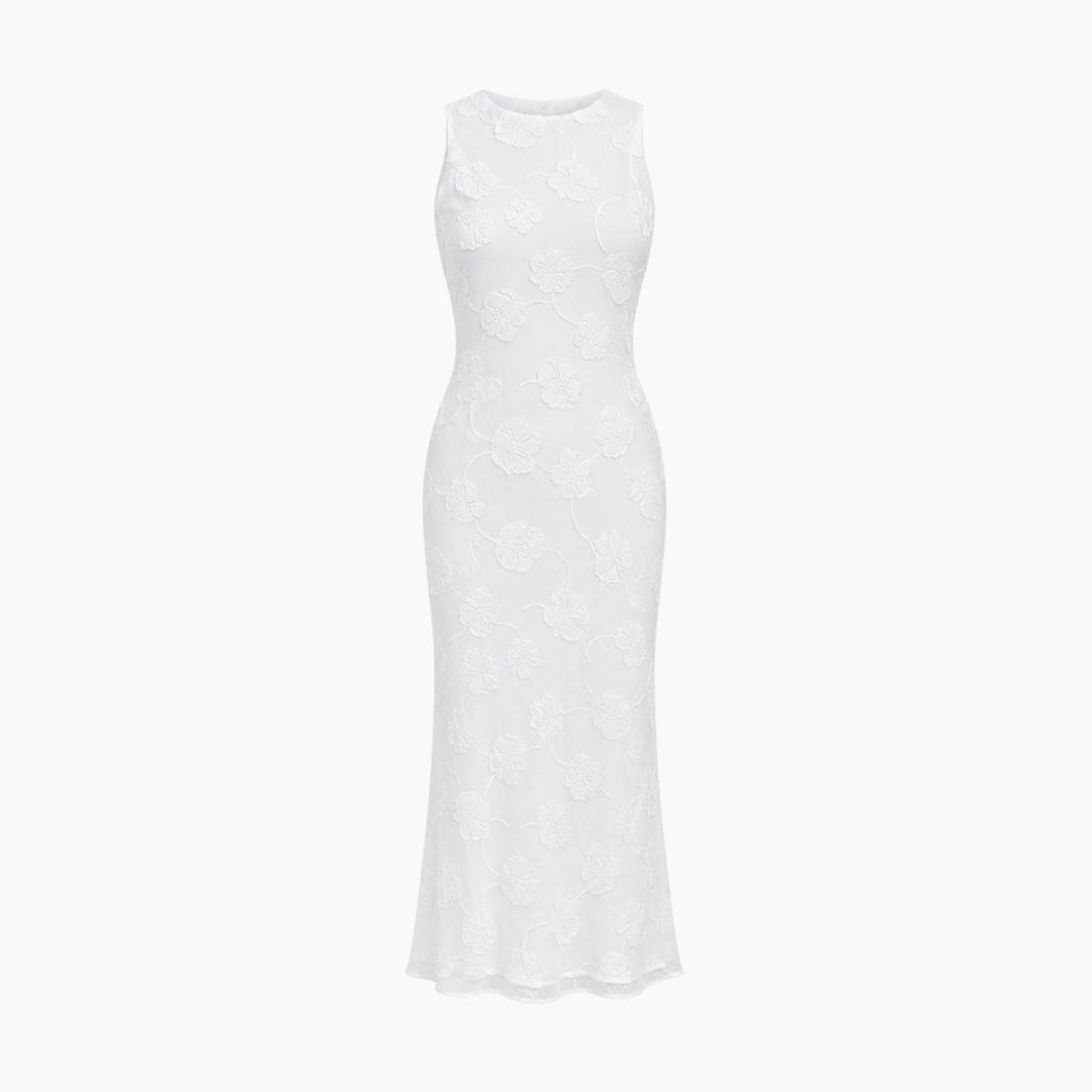 Robe midi sans manches à motif floral pour femmes