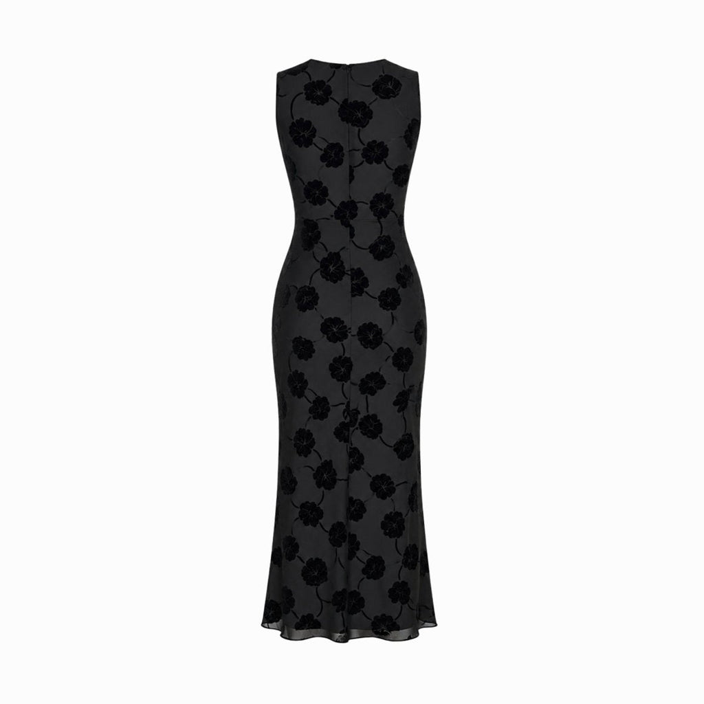 Robe midi sans manches à motif floral pour femmes