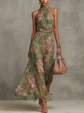 Aurelia | Robe Maxi à Fleurs à Encolure Halter pour Femme