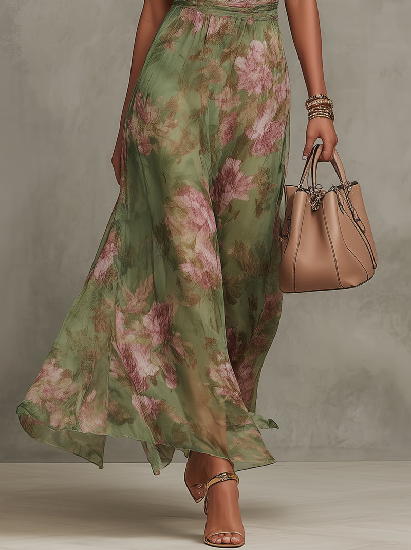 Aurelia | Robe Maxi à Fleurs à Encolure Halter pour Femme