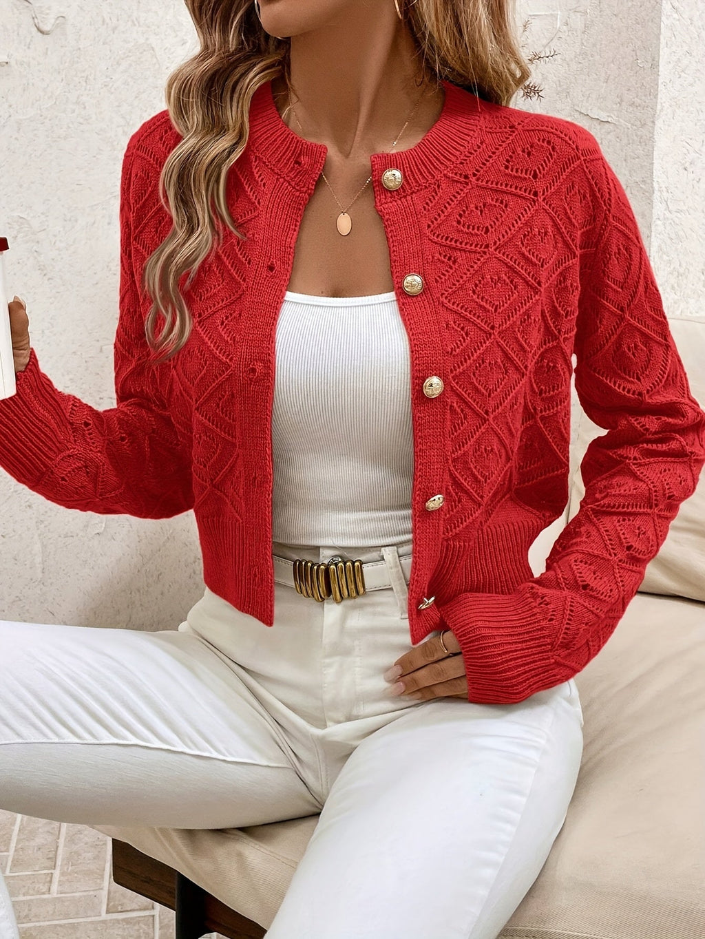 Martine - Gilet Élegant en Tricot avec Boutons
