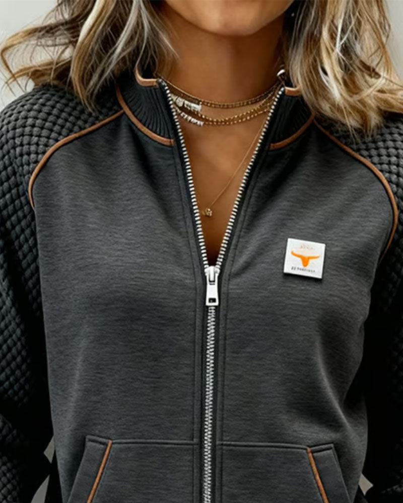Manteau à Patches Colorés en Matelassé