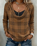 Haut Carreau Mock Layered Turtleneck Hoodie