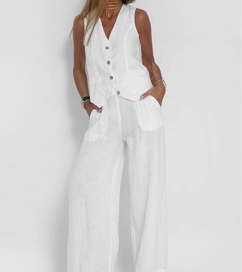 Aira™ - Ensemble gilet à boutons et pantalon ample