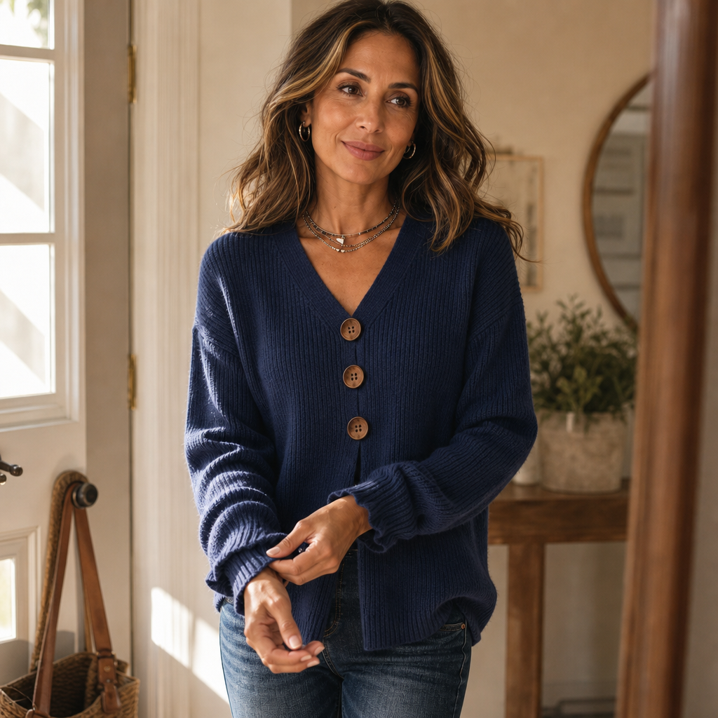 Selina | Pull en maille côtelée moderne et confortable avec décolleté en V
