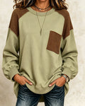 Sweatshirt décontracté à col rond et contraste