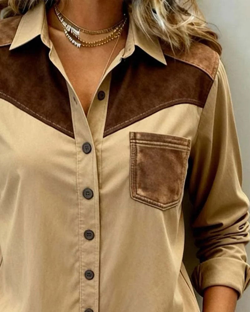 Chemise Assemblage Col Revers Manche Longue