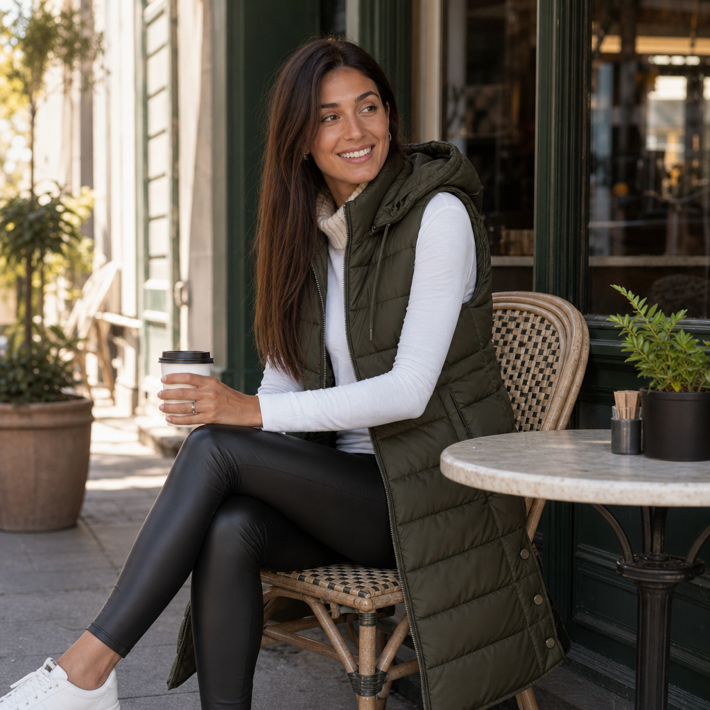 Amelie | Gilet Puffer Long Élégant et Polyvalent pour Femmes