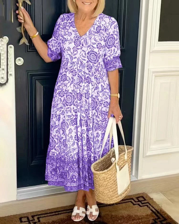 Tallis | Robe Fleurie V-Neck Élégante