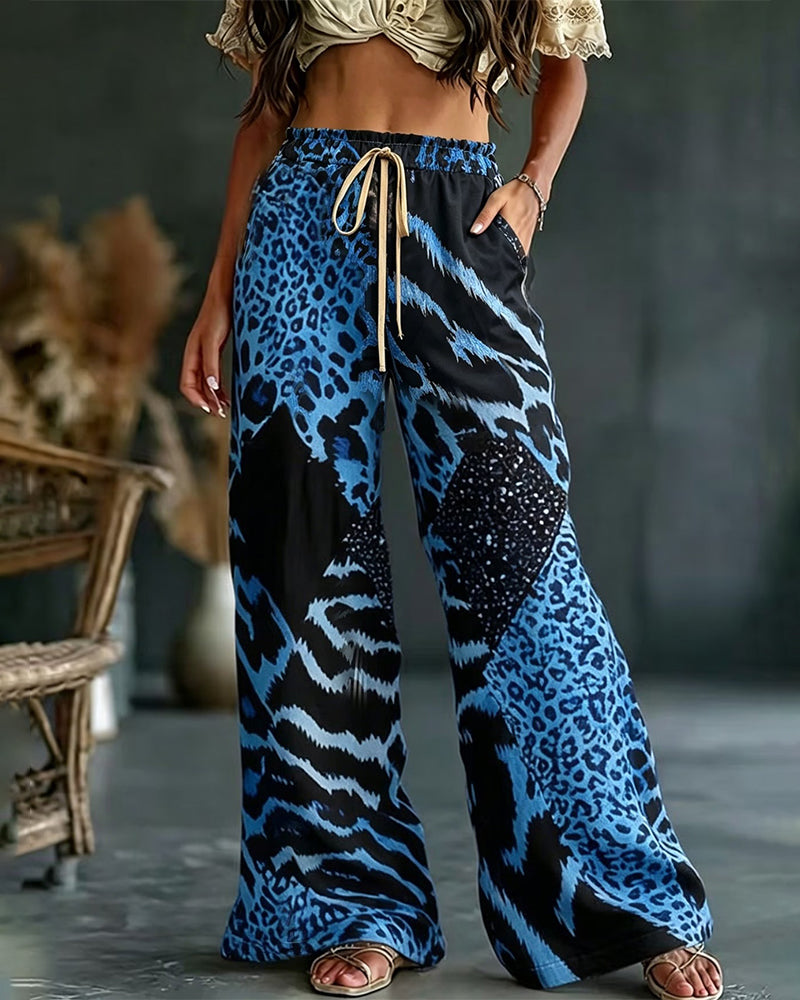 Rethlie | Pantalon de loisirs ample avec patchwork léopard