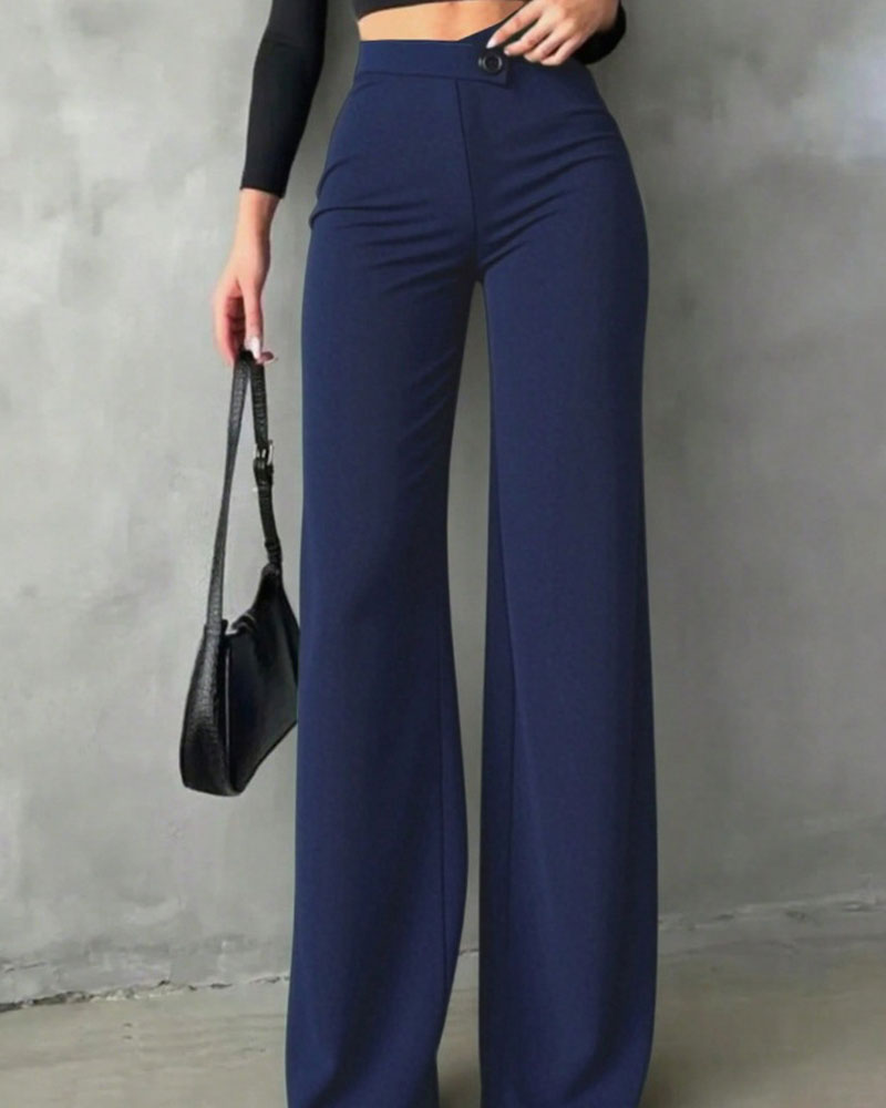Pantalons de Costume Drapés Taille Haute