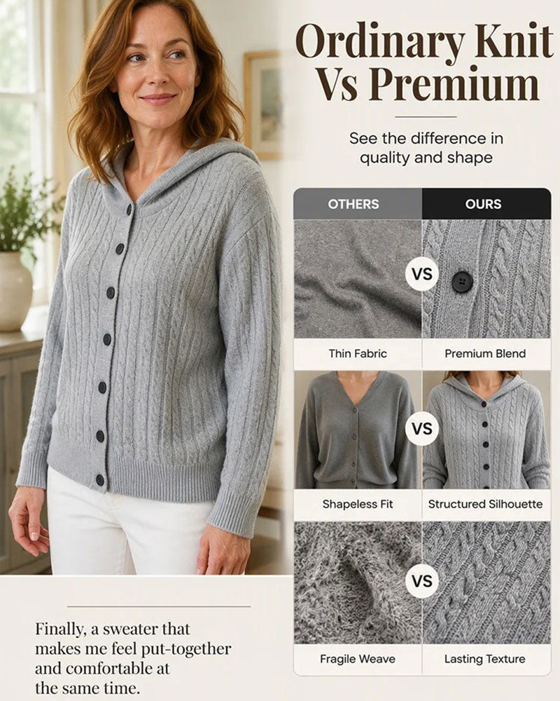 Cardigan Tricot Ouvert à Capuche