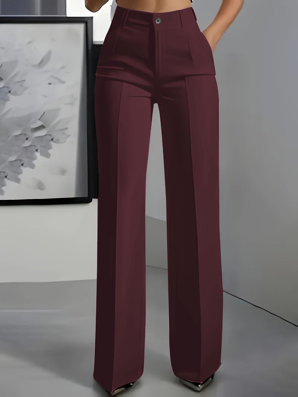 Pantalon taille haute pour femmes avec taille élastique
