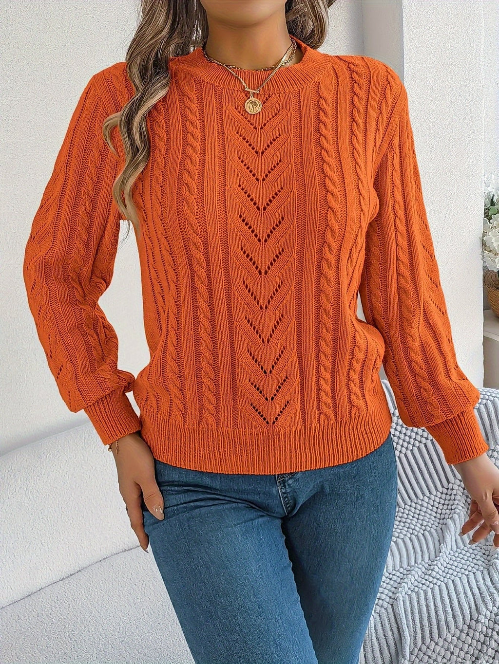 Laura | Pull en tricot à torsades classique et douillet avec col rond