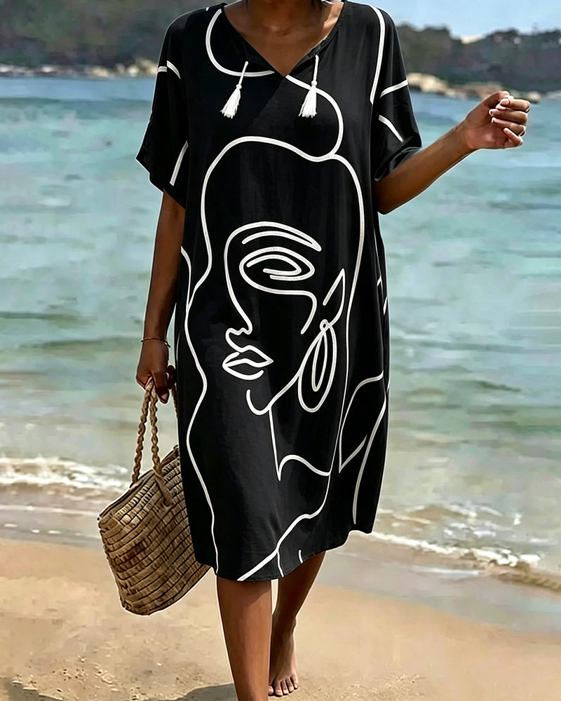 Robe Col V Manche Courte Droit