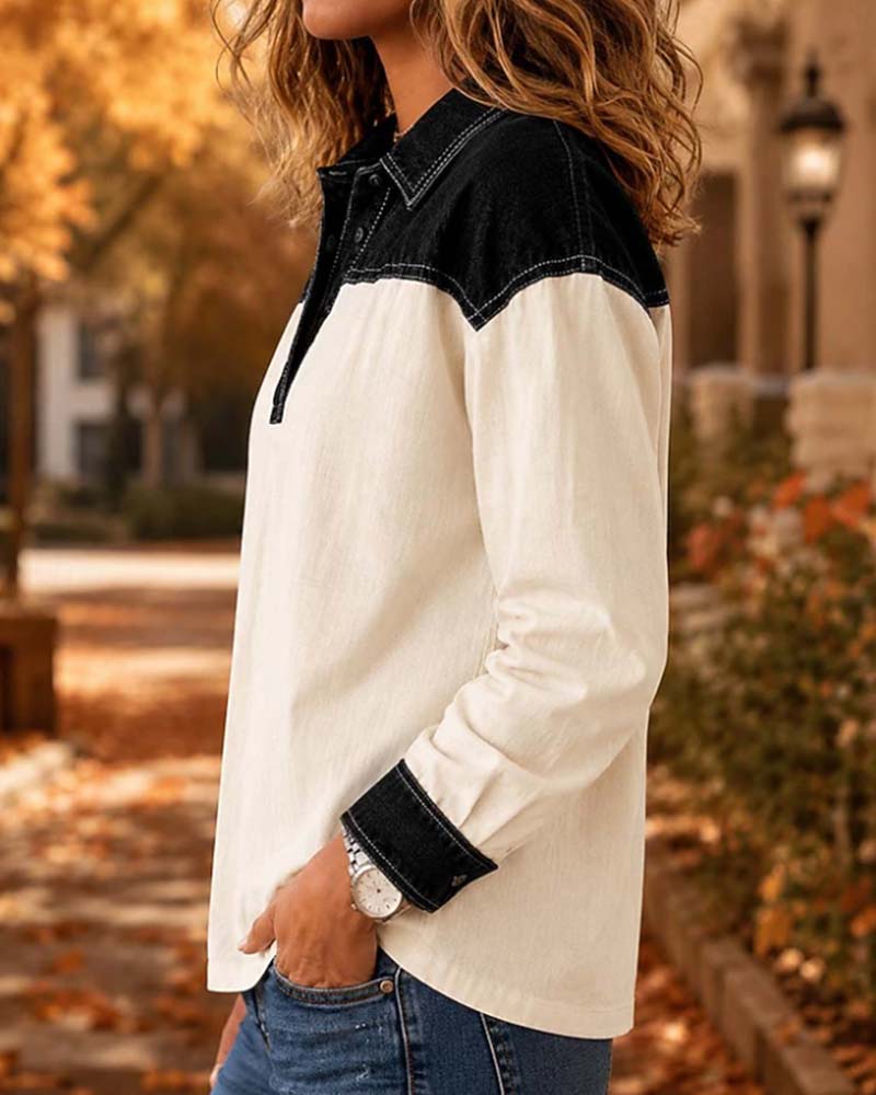 Blouse Bloc De Couleurs À Revers