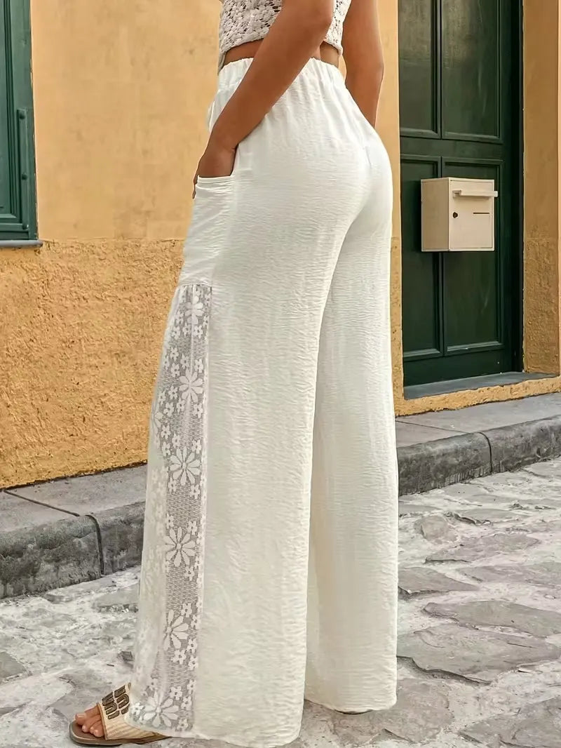 Immie | Pantalon de loisirs confortable avec taille élastique et dentelle